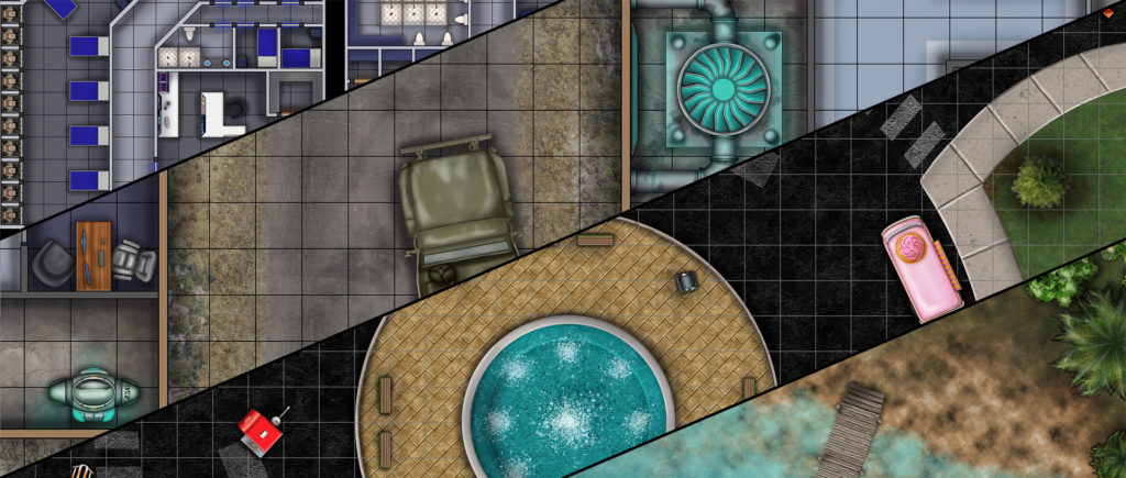 Home page image with samples of battlemaps