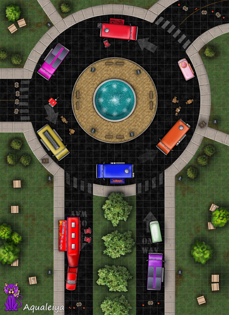 Sample battlemap image of the Food Truck Rodeo battlemap